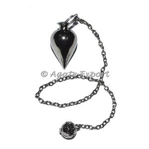 Fournisseur de pendule de collier en métal noir | Pendules de goutte en métal noir Pendule en cristal de guérison à facettes - Product Image 1