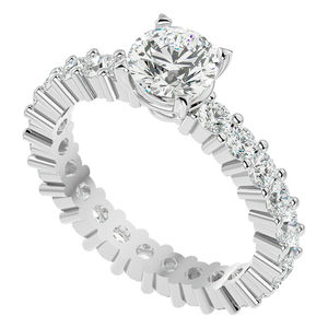 Rikhava Anillo solitario de oro blanco de 10 quilates para mujer Impresionante Joyería de diamantes puros - Product Image 1