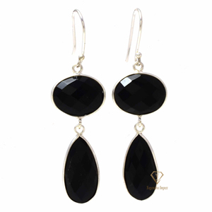 Pendientes colgantes de piedras preciosas de ónix negro Natural con forma de fantasía, Plata de Ley 925, regalo de fiesta de moda hecho a mano - Product Image 4