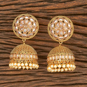Pendiente de Jhumki antiguo, chapado en oro, 206924 - Product Image 1