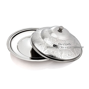 Plat à beurre de forme ronde en acier inoxydable de qualité supérieure avec couvercle élégant vaisselle de restaurant servant un plat à beurre - Product Image 2