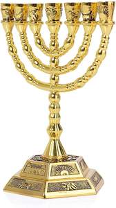 Bougeoir religieux Menorah en laiton brillant de haute qualité poli pour les occasions de Noël autres bougeoirs bocaux à bougies - Product Image 3