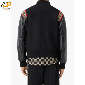 Veste d'varsity en cuir pour homme, OEM, styliste personnalisé, manches en cuir, boléro - Product Image 4
