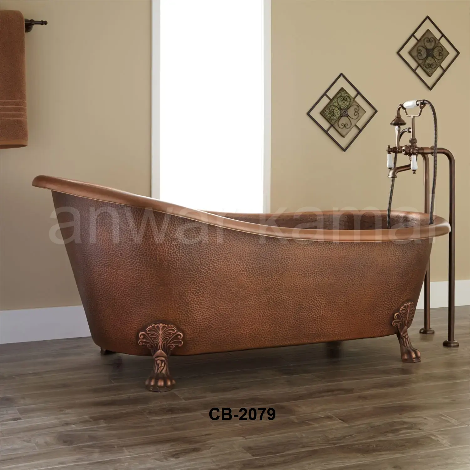 Luxury copper bath tub manufacturer Superior Handmade Design Copper Metal Claw Foot Slipper Antique Copper Bathtub