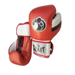 Guantoni da boxe in pelle metallizzata rossa guanti sparring in pelle di mucca completamente personalizzati guantoni da boxe in pelle rosso blu