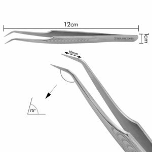 Pince à épiler de Volume, 10mm, 75 degrés, en acier inoxydable, avec poignée Anti-glisse, pour Extension de cils, Design privée, original - Product Image 5