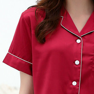 สีที่กำหนดเองสไตล์สบายซาตินชุดนอนชุด - Product Image 3
