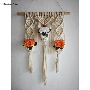 Macramé plante cintre fait à la main coton corde 3 porte-pot panier mur Art décor à la maison luxe de l'inde - Product Image 2