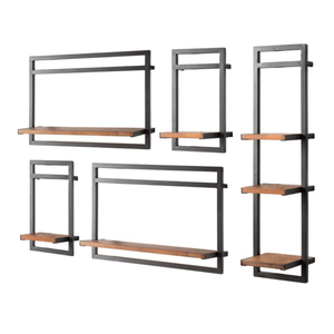 Estantería Moderna de Pared con Estantes Flotantes para Sala Pequeña, Mueble Ecológico Ligero de Madera y Metal para el Hogar - Product Image 6
