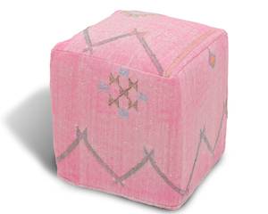 Cactus Silk Pouf, Moroccan Pouf Filled, Pink Pouf, Cube Chair, - Product Image 1