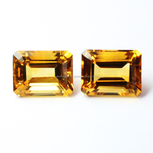 พลอยซิทรีนแบบหลวม8X12MM ซิทรินปรับเทียบได้สีเหลืองมะนาวเครื่องประดับอินเดียคุณภาพสูงทำด้วยมือหินเหลี่ยมเพชรพลอย Citrine - Product Image 5