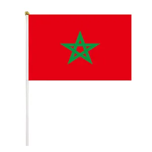 Kustom 12*18 Inci Bendera Melambai Tangan Inggris Inggris 21*14Cm Bendera Engkol Tangan Kecil Berombak Maroko