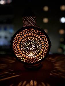 โคมไฟแขวนสไตล์โมร็อกโกเหล็กสีทองขนาด23ซม. X 15ซม. ของตกแต่งบ้านสำหรับเทศกาลคริสต์มาสงานแต่งงาน - Product Image 3