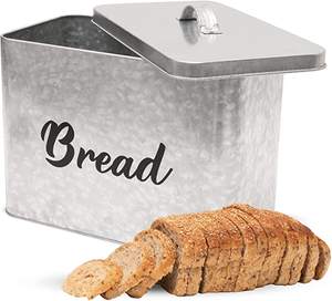 Contenedor de almacenamiento de alimentos galvanizado con tapa y Asa de madera, perfecto para un elegante Almacenamiento y organización en el hogar - Product Image 4