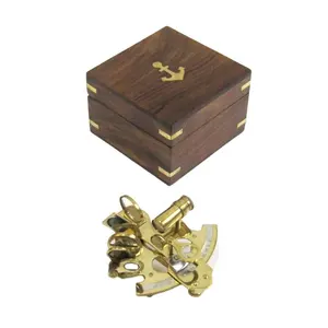Nautical 4 inches Brass Sextant With Wooden Box Best Selling Products Manufacturing Supplying Export