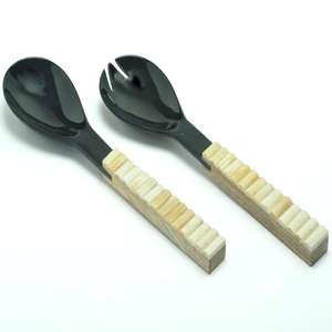 Cuillère en corne naturelle faite à la main, vente chaude, articles de cuisine, vaisselle, corne de buffle polie, serveur de salade pour restaurants - Product Image 4