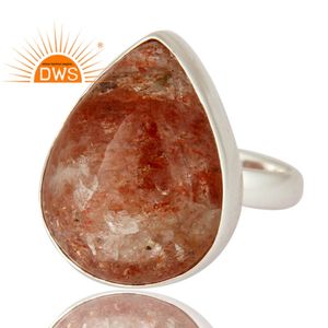 Nouvelle bague en pierre de soleil épaisse, fabricant de bijoux, bague en argent sterling 925 massif poli, collection classique - Product Image 2