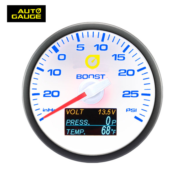 60mm White Blue Light Hot Sale LED 4 in 1 Boost Volt Oil Pressure Oil Temperature Gauge