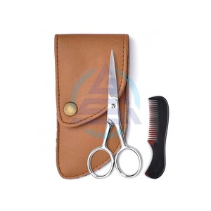 Tijeras para barba y bigote, con peine para un corte preciso del vello Facial, afilar y dar acero inoxidable, duraderas - Product Image 1