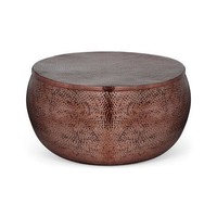 Table basse ronde industrielle personnalisée OEM avec plateau en bois de manguier et structure en métal, mobilier de salon moderne, design artisanal