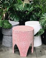Kotak Pot Tanaman Bentuk Silinder Rendah Terrazzo Putih Pot Finished Halus untuk Tanaman Sukulen Buatan Vietnam