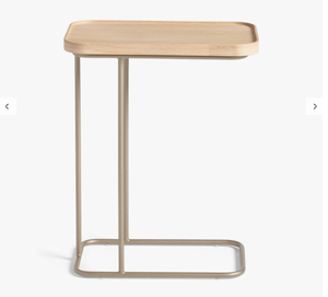 Table d'appoint extensible au design moderne, plateau en bois, base en métal, rectangulaire, meuble d'angle haut, décoration de salon - Product Image 3