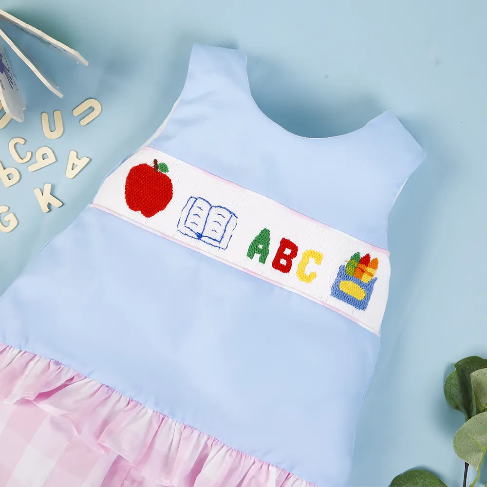 Bảng Chữ Cái Bé Gái Smocked Quần Áo OEM ODM Bé Gái Quần Áo Đặt Bán Buôn Kid Girl Quần Áo-BB2166