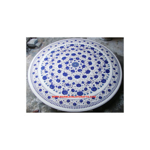 Mesa de centro con incrustaciones de piedra de mármol antiguo, mesa Dura - Product Image 1