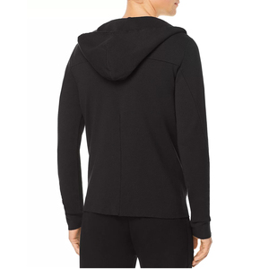 Sudaderas con capucha personalizadas de alta calidad al por mayor, nuevo diseño, para hombre, color negro, con cremallera, de algodón puro. - Product Image 3