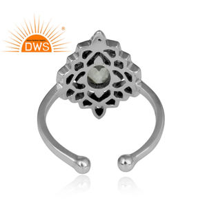 Belle pierre précieuse d'améthyste verte en argent sterling Style Boho bague ethnique en gros bijoux oxydés Collection classique - Product Image 4