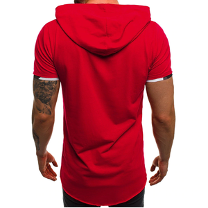 Camiseta para hombre, ropa de calle, moda 2021, oferta de verano, informal, patchwork, ajustada, manga corta, con capucha, 100% algodón, a rayas, Z4 - Product Image 2