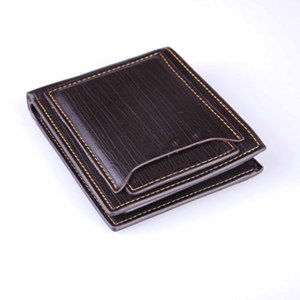 Portefeuille de poche en cuir véritable avec fonction antivol fermeture à glissière broderie et décoration de perles courte longueur - Product Image 1