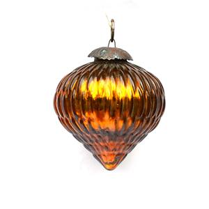Amber Ribbed Glass <b>Christmas</b> <b>Tree</b> Hanging Ornament Vintage |Festive Decor for Home Holiday Party Mall Hotel Wholesale Bulk Buyer - Product Image 1