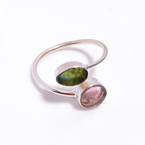 Bague de mode de style ethnique en argent sterling 925 avec pierre précieuse multi-tourmaline naturelle pour fête de fiançailles ou anniversaire - Product Image 4