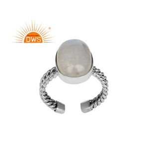Anillo ajustable de piedras preciosas de piedra de luna de arcoíris Natural de Plata de Ley 925 oxidada, joyería para mujer, regalo para ella - Product Image 1