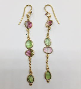 ยาวห้อยเงินสเตอร์ลิง925ที่กำหนดเองทำผู้จัดจำหน่ายขั้นต่ำต่ำผู้หญิงผู้ค้าส่งราคาถูกอัญมณีหลายสีทัวร์มาลีนต่างหู - Product Image 2