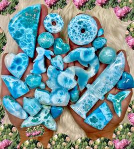 Non façonnés larimar cabochon sculpture pierre - Product Image 1