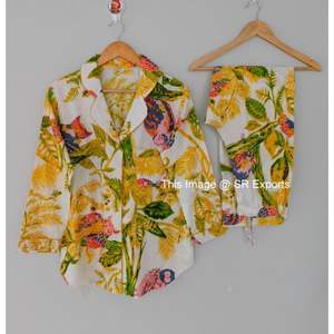 Ensemble de vêtements de nuit pour femmes, tenue de nuit, décontractée, demoiselle d'honneur, robe d'été, chemises, pyjamas, ensemble bohème en coton assorti - Product Image 2