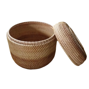 Round rattan basket, traditional rattan basket from Vietnam now on sale - Product Image 2