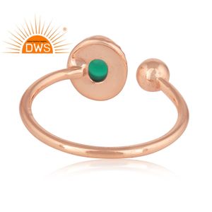 Best Selling 925 Sterling Silver 18K Rose Gold Plated Natural <b>Green</b> Onyx Gemstone Stackable Ring Demi Fine Jewelry Manufacturer - Product Image 3