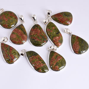 Beaux pendentifs Unakite 100% naturels Design exclusif fait à la main Différentes formes Argent Or Pierre naturelle exclusive Pierre précieuse - Product Image 1