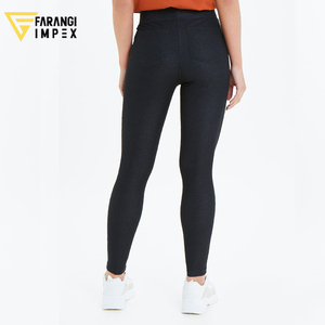Leggings longs noirs pour femmes, couleur unie, taille élastique, tricotés, extensibles, décontractés, confortables, toutes saisons - Product Image 2