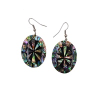 Bijoux fantaisie faits à la main, boucles d'oreilles rondes, ovales, en forme de cœur, avec des motifs en nacre et en coquille d'ormeau