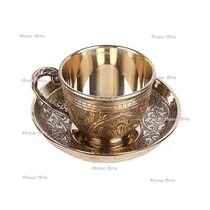 Taza de té y platillo de Calidad exclusiva, platillo de taza de té de forma personalizada de latón en relieve del mejor exportador de la India - Product Image 4