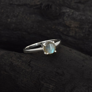 Natural Labradorite Gemstone 925 Sterling Silver Solitaire <b>Dainty</b> <b>Ring</b> Luxury Design Wholesale Fashion Jewelry For Women - Product Image 3