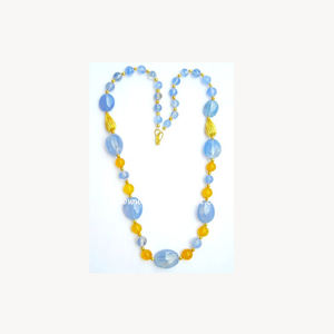 De moda de piedras preciosas de Calcedonia collar de ónix - Product Image 1