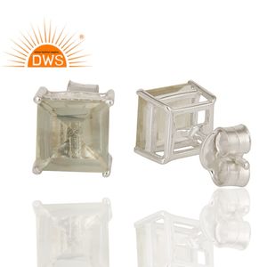 ต่างหูเงินแท้ 925 ประดับพลอยอะมีทิสต์สีเขียวทรงสี่เหลี่ยม งานแฮนด์เมด คอลเลคชั่นเครื่องประดับชั้นดี ขายส่ง - Product Image 3