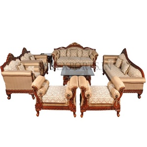 Indian Style 9 Seater Teak Wood <b>Sofa</b> Set <b>Antique</b> Handmade Teak Wood <b>Sofa</b> Set European Wooden Royal Carved <b>Sofa</b> Set - Product Image 1