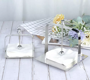 ชั้นวางผ้าขนหนูสแตนเลสแบบง่ายที่ใส่ทิชชู่ที่แขวนผ้าเช็ดปากโลหะ - Product Image 3