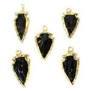 Đen <span class=keywords><strong>Obsidian</strong></span> <span class=keywords><strong>Electroplated</strong></span> đầu mũi tên Mặt dây chuyền vòng cổ với Chuỗi Phong Thủy Ấn Độ nghệ thuật mini thần tượng đồ trang sức độc đáo - Product Image 2